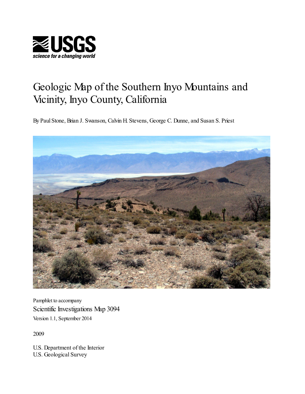 Geologic Map of the Southern Inyo Mountains and Vicinity, Inyo County, California