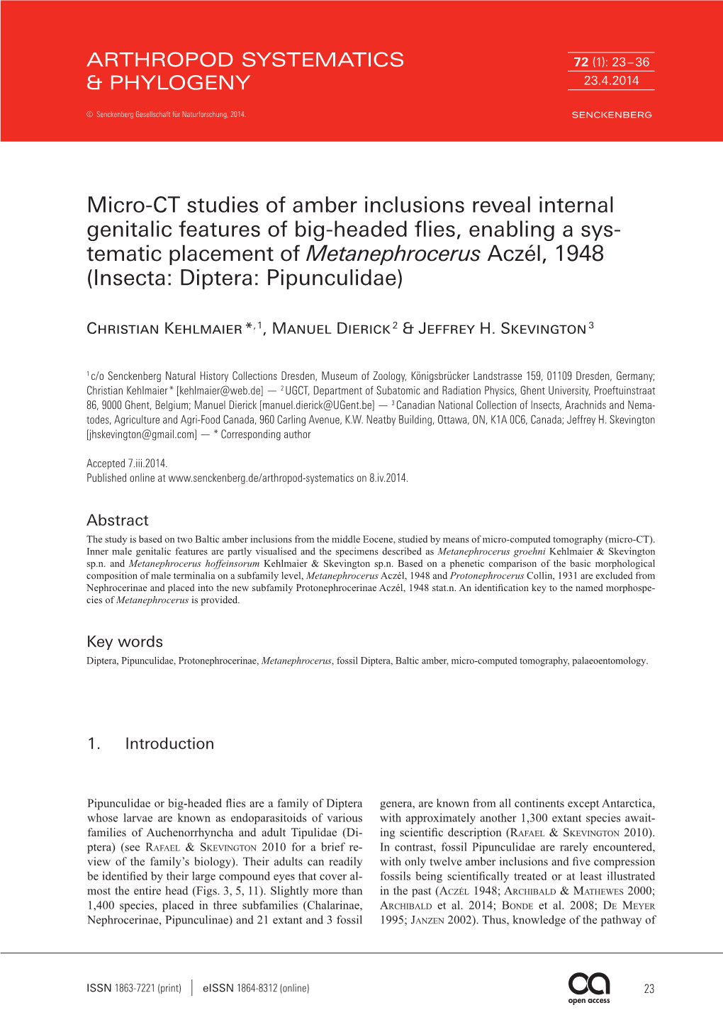 Micro-CT Studies of Amber Inclusions Reveal Internal Genitalic Features Of