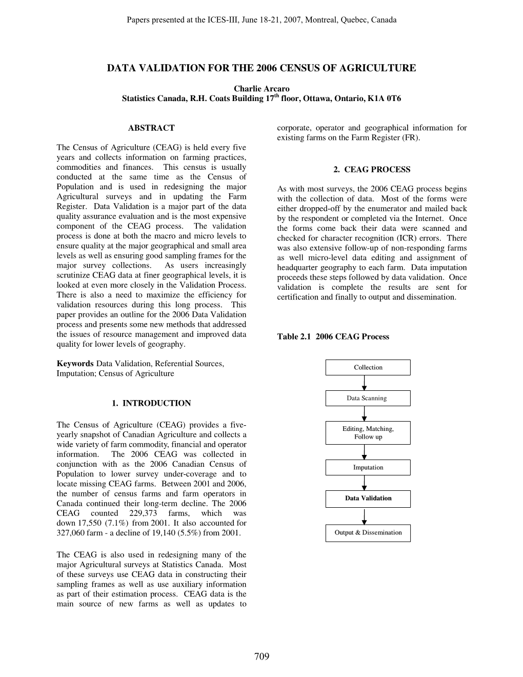 Data Validation for the 2006 Census of Agriculture