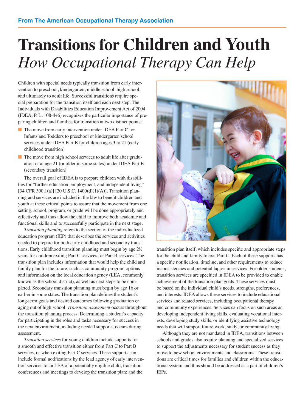 Transitions for Children and Youth: How Occupational Therapy Can Help