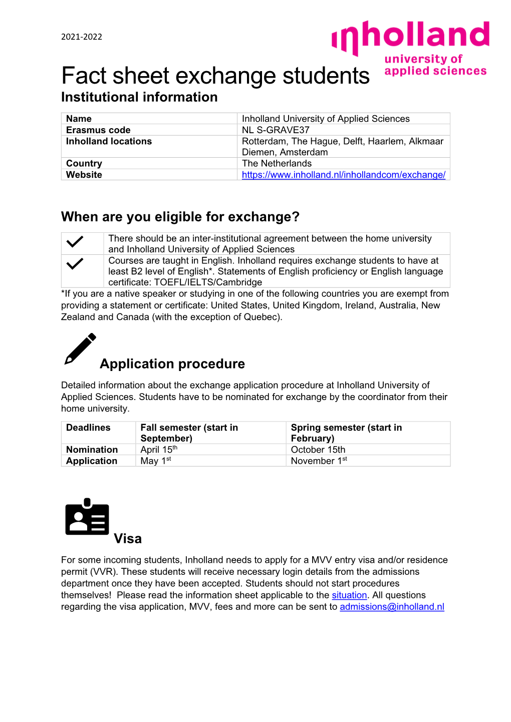 Fact Sheet Exchange Students