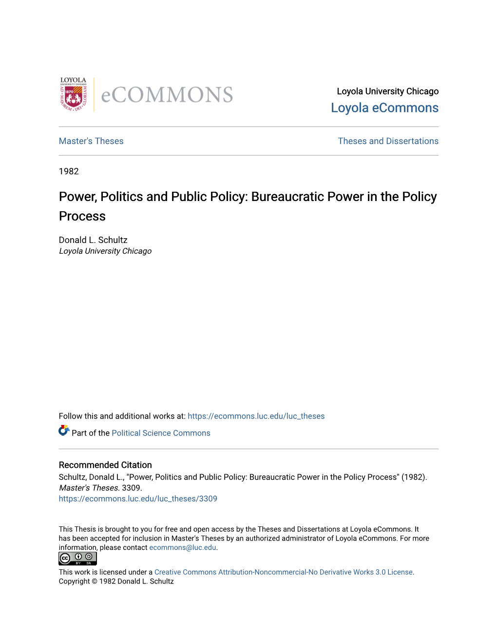 Power, Politics and Public Policy: Bureaucratic Power in the Policy Process