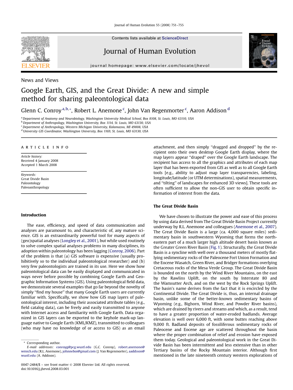 Google Earth, GIS, and the Great Divide: a New and Simple Method for Sharing Paleontological Data