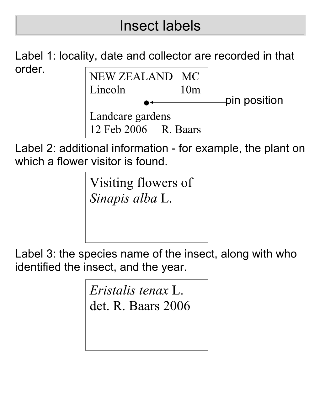 Label 1: Locality, Date and Collector Are Recorded in That Order