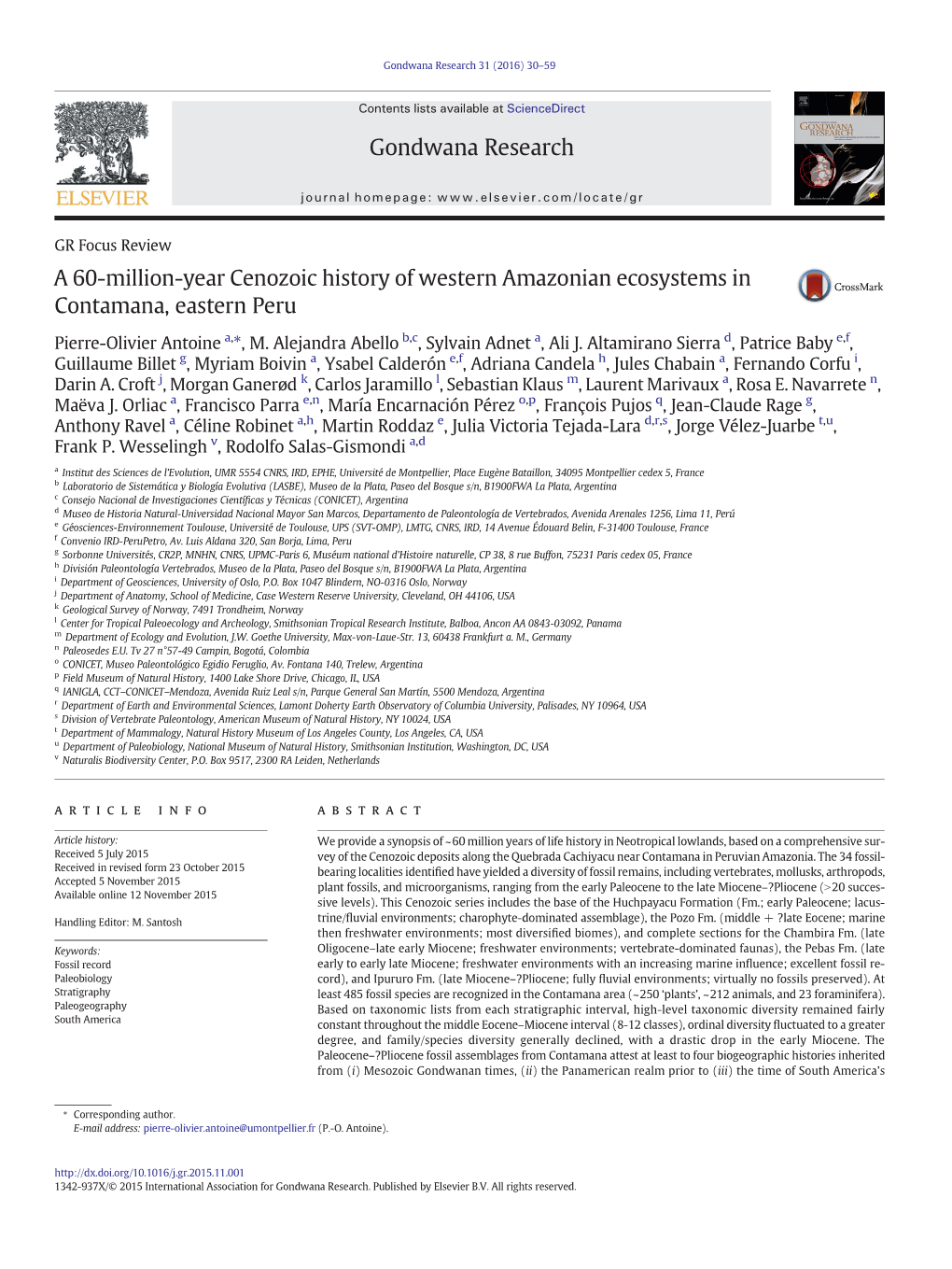 A 60-Million-Year Cenozoic History of Western Amazonian Ecosystems in Contamana, Eastern Peru