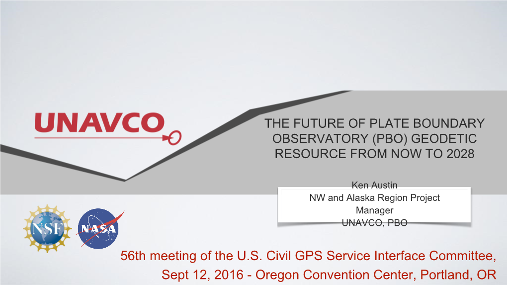 The Future of Plate Boundary Observatory (Pbo) Geodetic Resource from Now to 2028