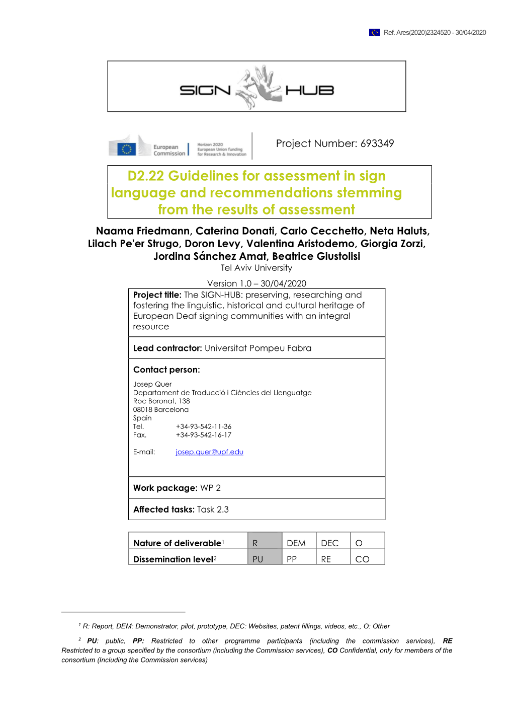 D2.22 Guidelines for Assessment in Sign Language And