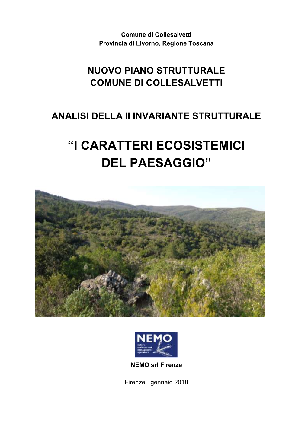 “I Caratteri Ecosistemici Del Paesaggio”