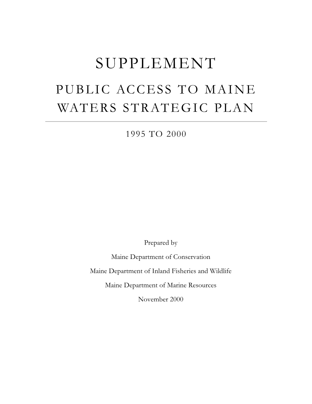 Supplement Public Access to Maine Waters Strategic Plan