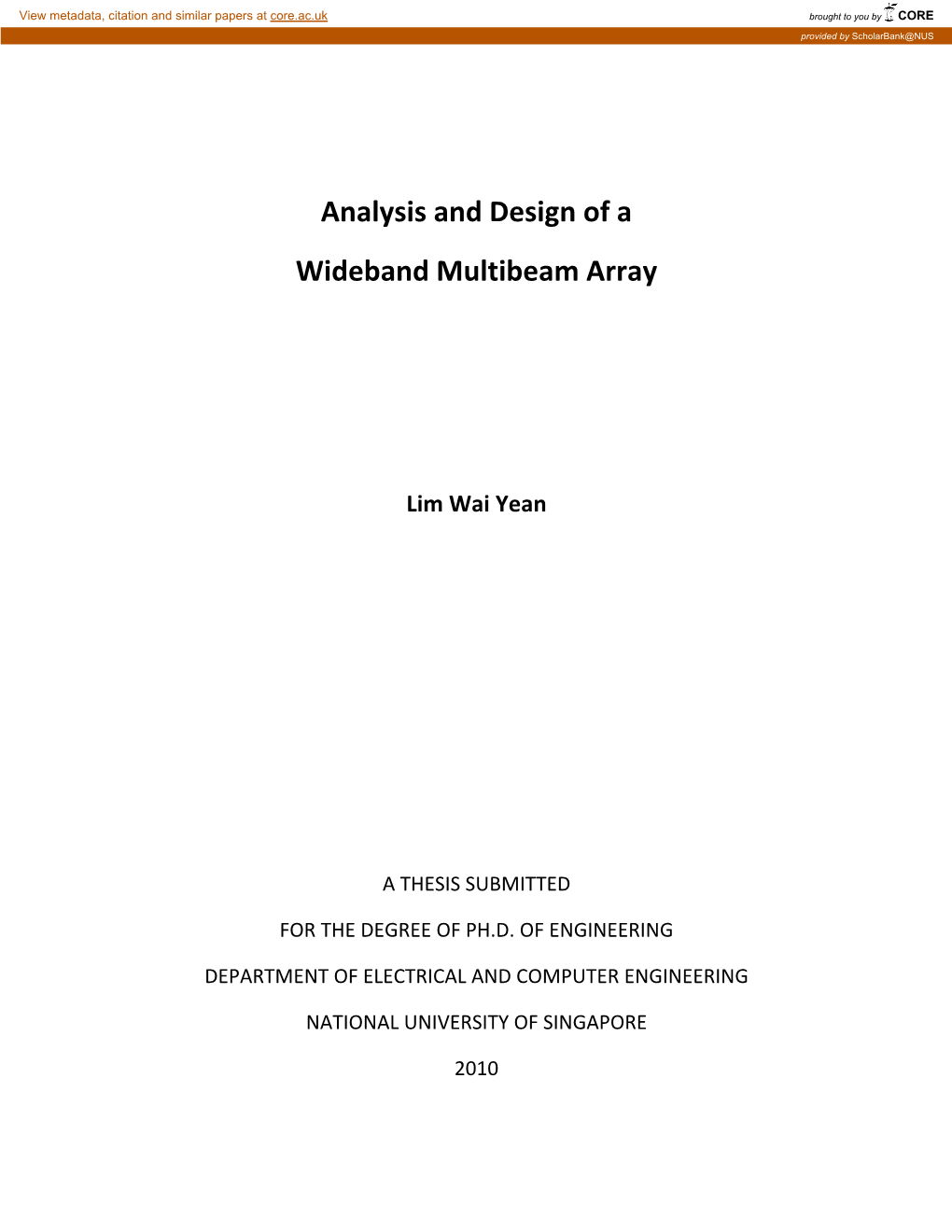 Analysis and Design of a Wideband Multibeam Array