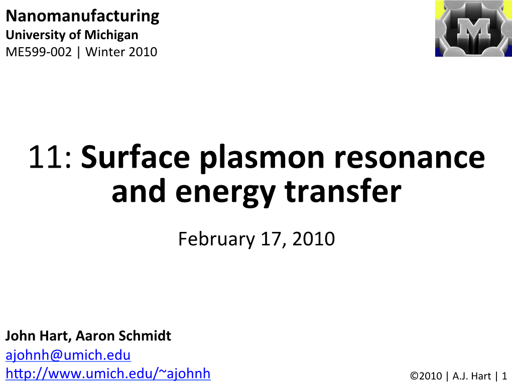 Surface Plasmon Resonance and Energy Transfer