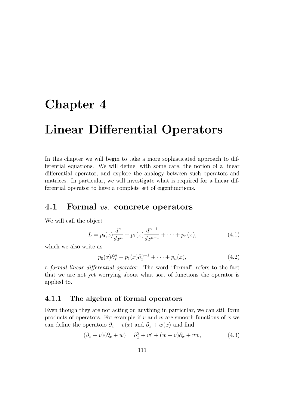 Chapter 4 Linear Differential Operators