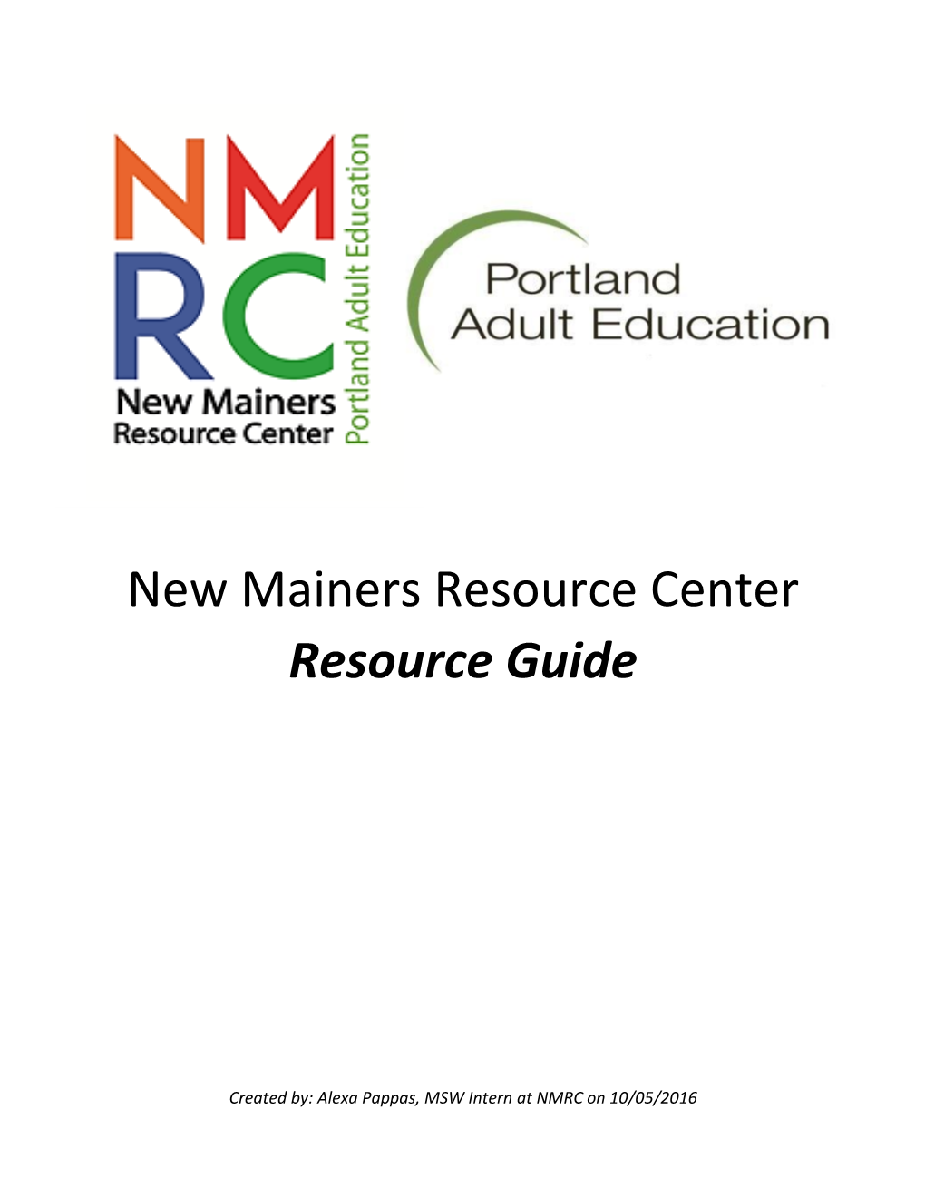 New Mainers Resource Center Resource Guide