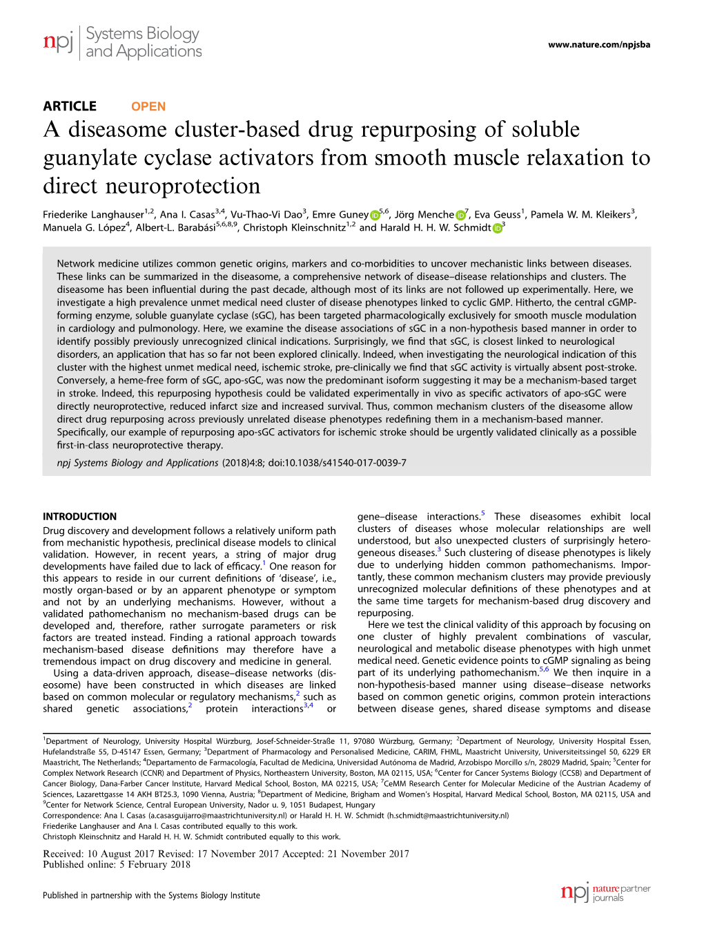 A Diseasome Cluster-Based Drug Repurposing of Soluble Guanylate Cyclase Activators from Smooth Muscle Relaxation to Direct Neuroprotection