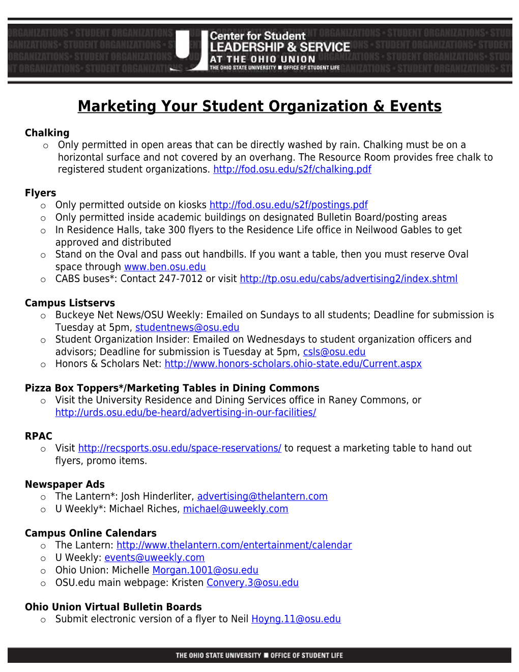 Marketing Your Student Organization & Events