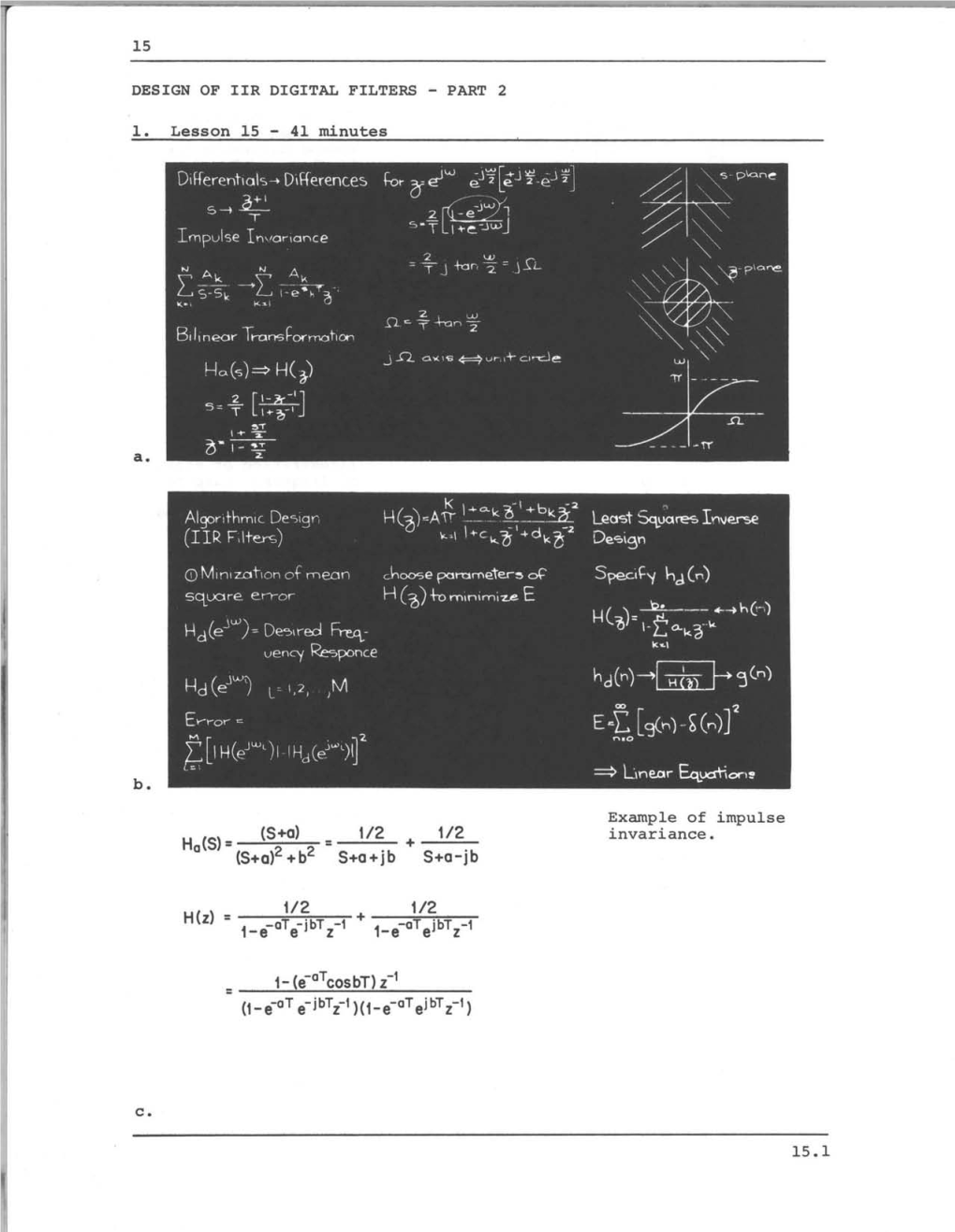 Lecture 15 Design of IIR Digital Filters, Part 2