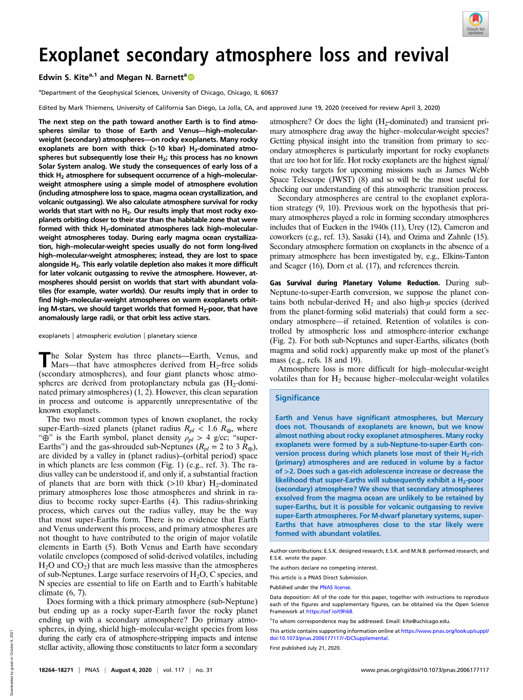 Exoplanet Secondary Atmosphere Loss and Revival