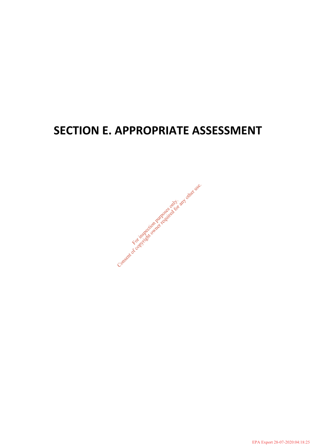 Section E. Appropriate Assessment