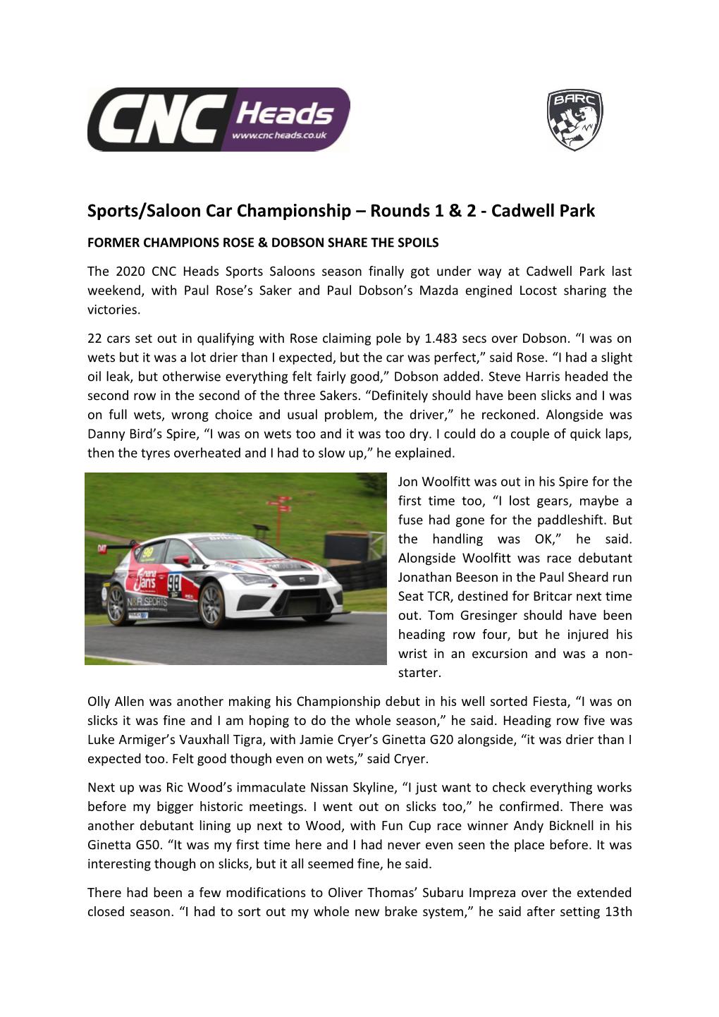 Sports/Saloon Car Championship – Rounds 1 & 2
