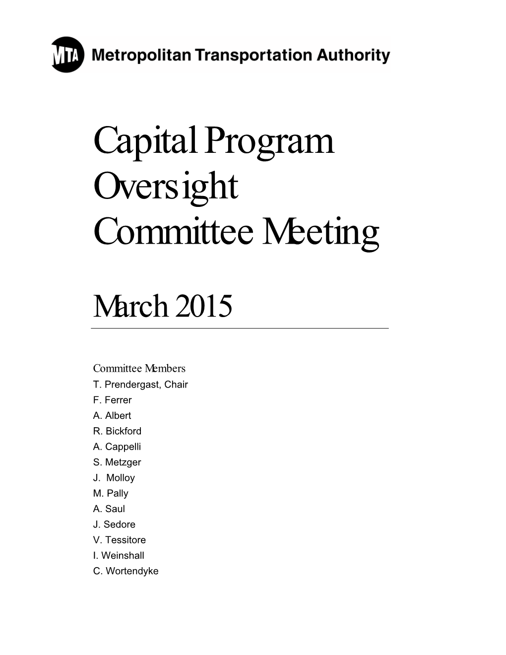 Capital Program Oversight Committee Meeting