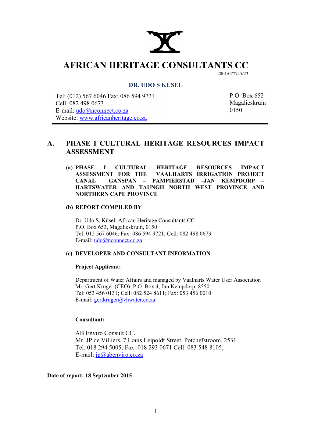 Phase I Vaalharts Irrigation Project 2015.Pdf