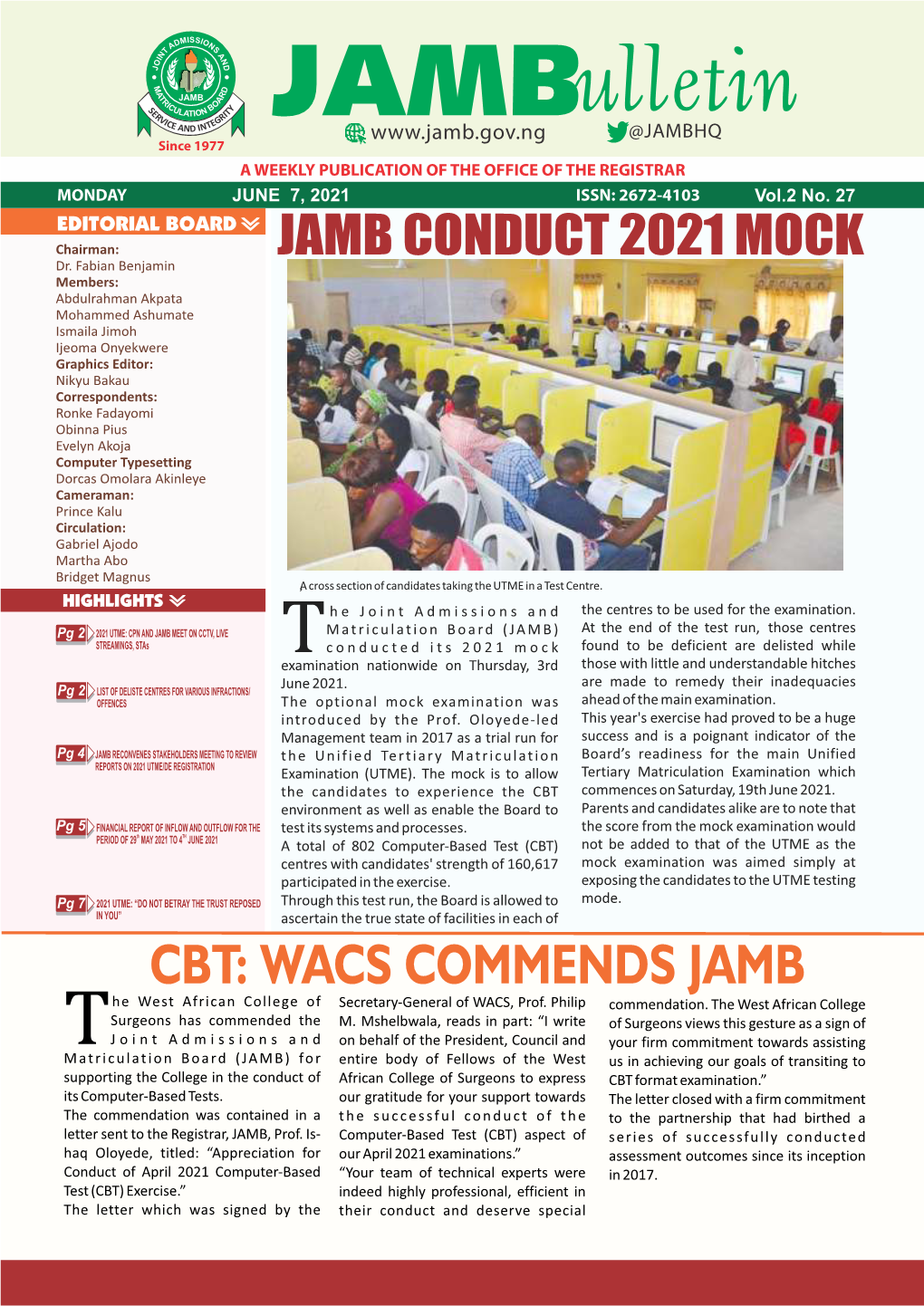 JAMB CONDUCT 2021 MOCK Dr
