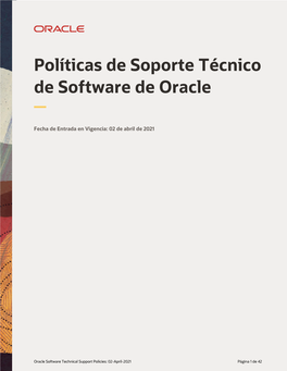 Políticas De Soporte Técnico De Software De Oracle