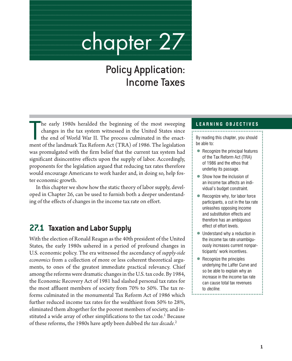 Chapter 27 Policy Application: Income Taxes