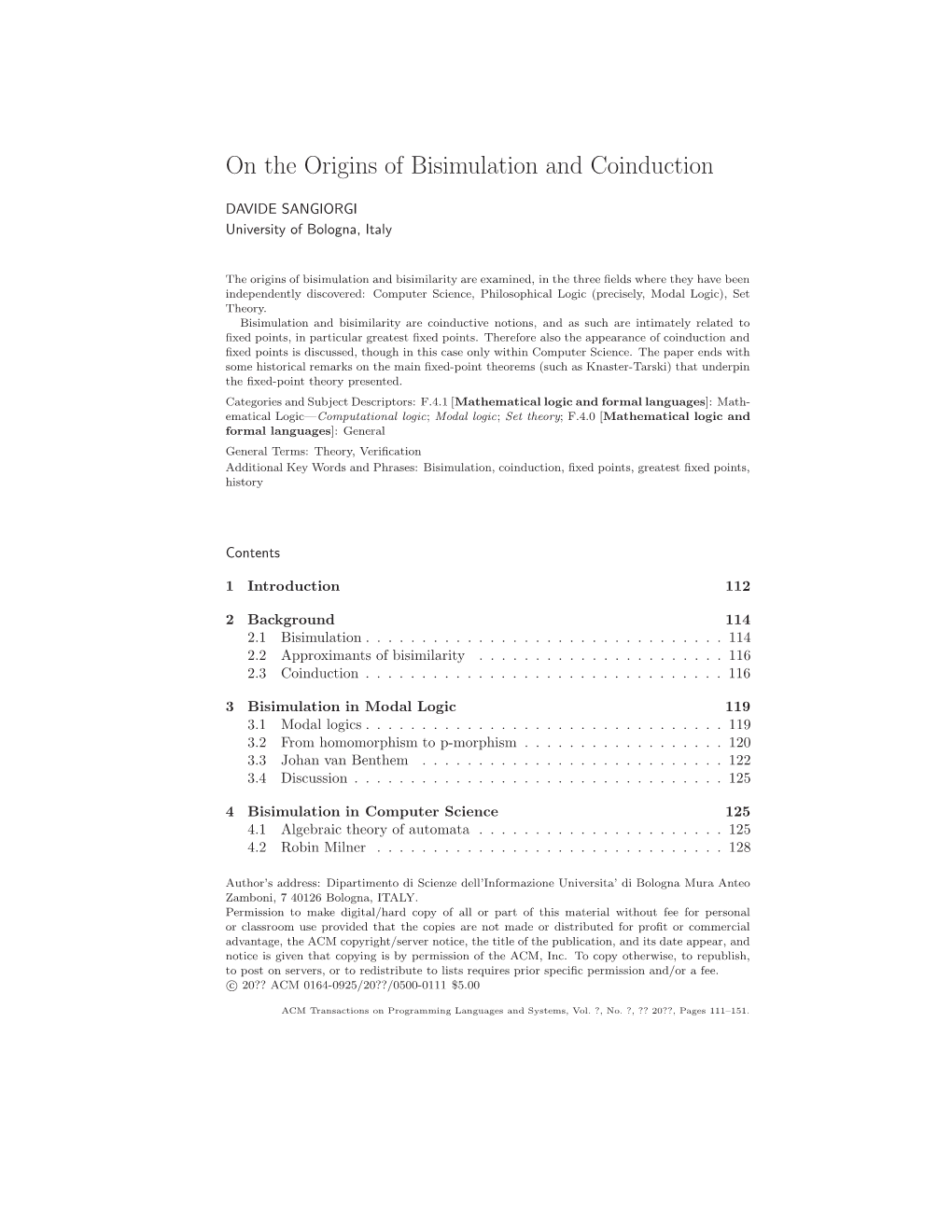 On the Origins of Bisimulation and Coinduction