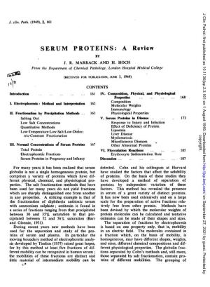 SERUM PROTEINS: a Review by J