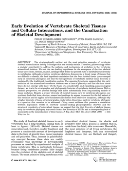 Early Evolution of Vertebrate Skeletal Tissues and Cellular Interactions, and the Canalization of Skeletal Development