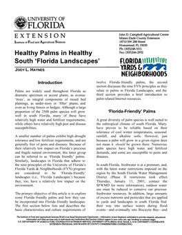 Healthy Palms in Healthy South 'Florida Landscapes'