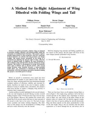 A Method for In-Flight Adjustment of Wing Dihedral with Folding Wings