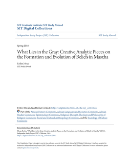 What Lies in the Gray: Creative Analytic Pieces on the Formation and Evolution of Beliefs in Masxha Robin Mwai SIT Study Abroad
