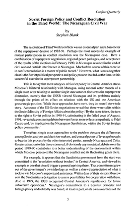 Soviet Foreign Policy and Conflict Resolution in the Third World: the Nicaraguan Civil War by Stephen Blank