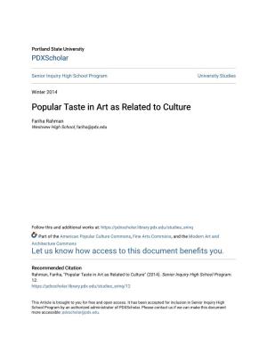 Popular Taste in Art As Related to Culture
