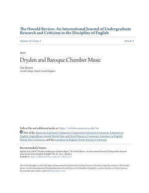 Dryden and Baroque Chamber Music Dan Sperrin Lincoln College, Oxford, United Kingdom