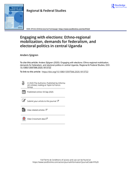 Engaging with Elections: Ethno-Regional Mobilization, Demands for Federalism, and Electoral Politics in Central Uganda