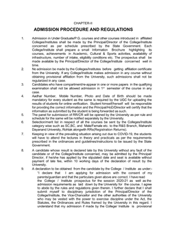 Admission Procedure and Regulations