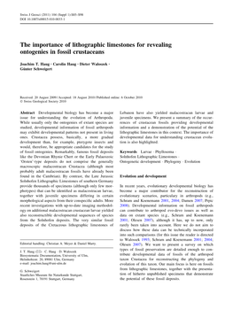 The Importance of Lithographic Limestones for Revealing Ontogenies in Fossil Crustaceans