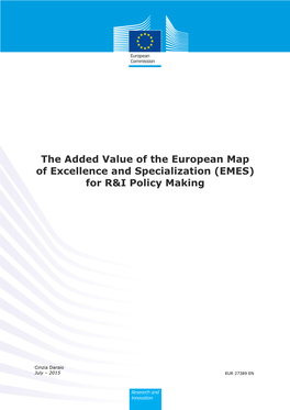 The Added Value of the European Map of Excellence and Specialization (EMES) for R&I Policy Making