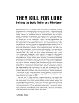 They Kill for Love: Defining the Erotic Thriller As a Film Genre