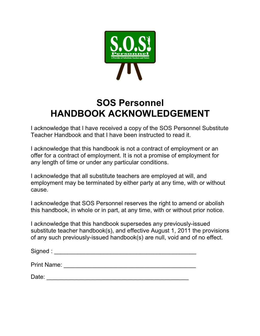 Handbook Acknowledgement