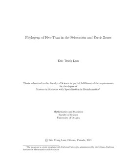 Phylogeny of Five Taxa in the Felsenstein and Farris Zones