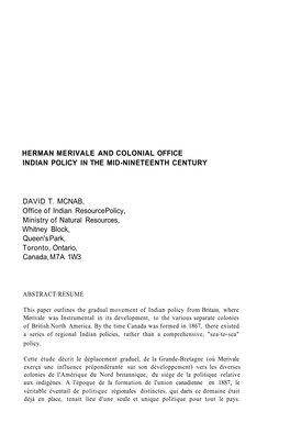 Herman Merivale and Colonial Office Indian Policy in the Mid-Nineteenth Century