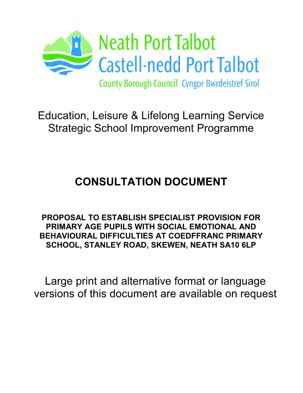 Education, Leisure & Lifelong Learning Service Strategic School