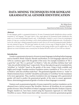 Data Mining Techniques for Konkani Grammatical Gender Identification