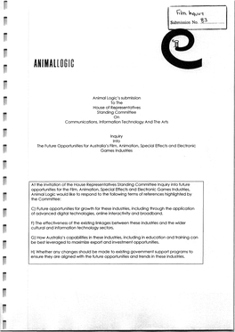 Animal Logic's Submission to the House of Representatives Standing Committee on Communications, Information Technology and the Arts