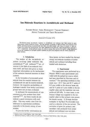 Ion-Molecule Reactions in Acetaldehyde and Methanol