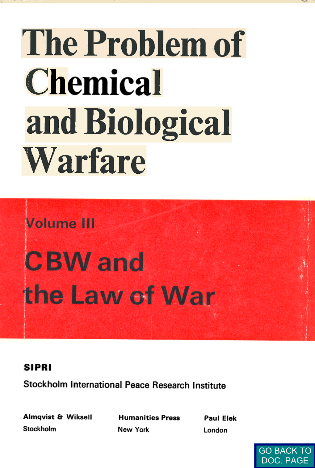 Volume III, CBW and the Law Of